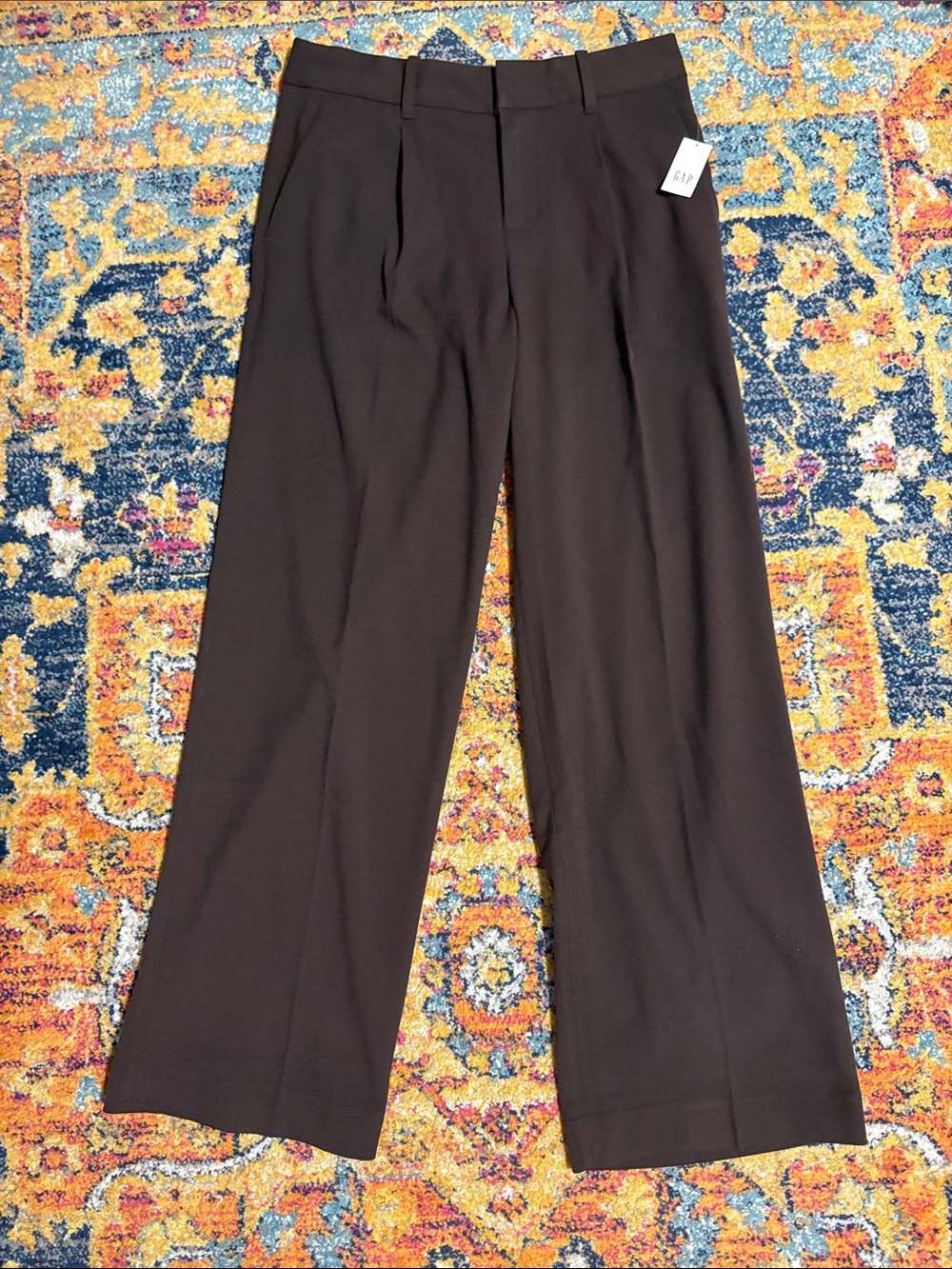 GAP Low-Waisted Wide-Leg Dress Pants in Dark Brown